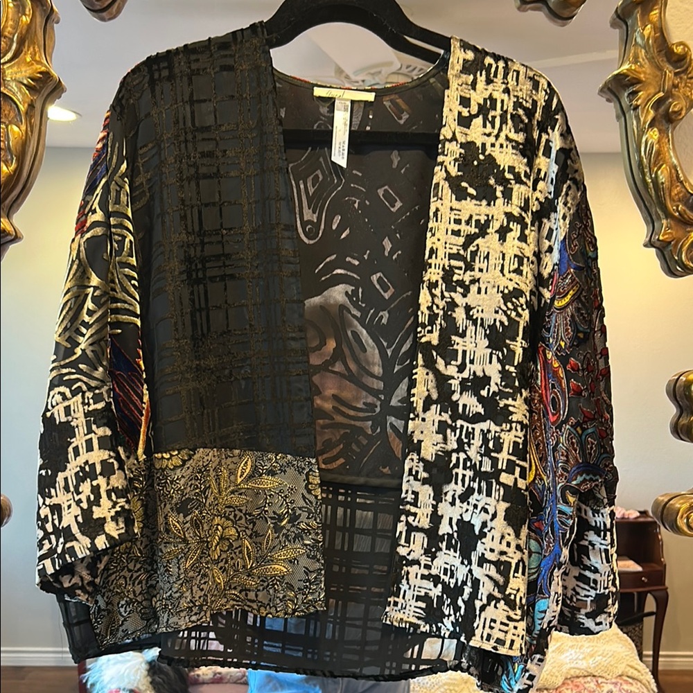 Anthropologie Multicolor Velvet Open Cardigan one size